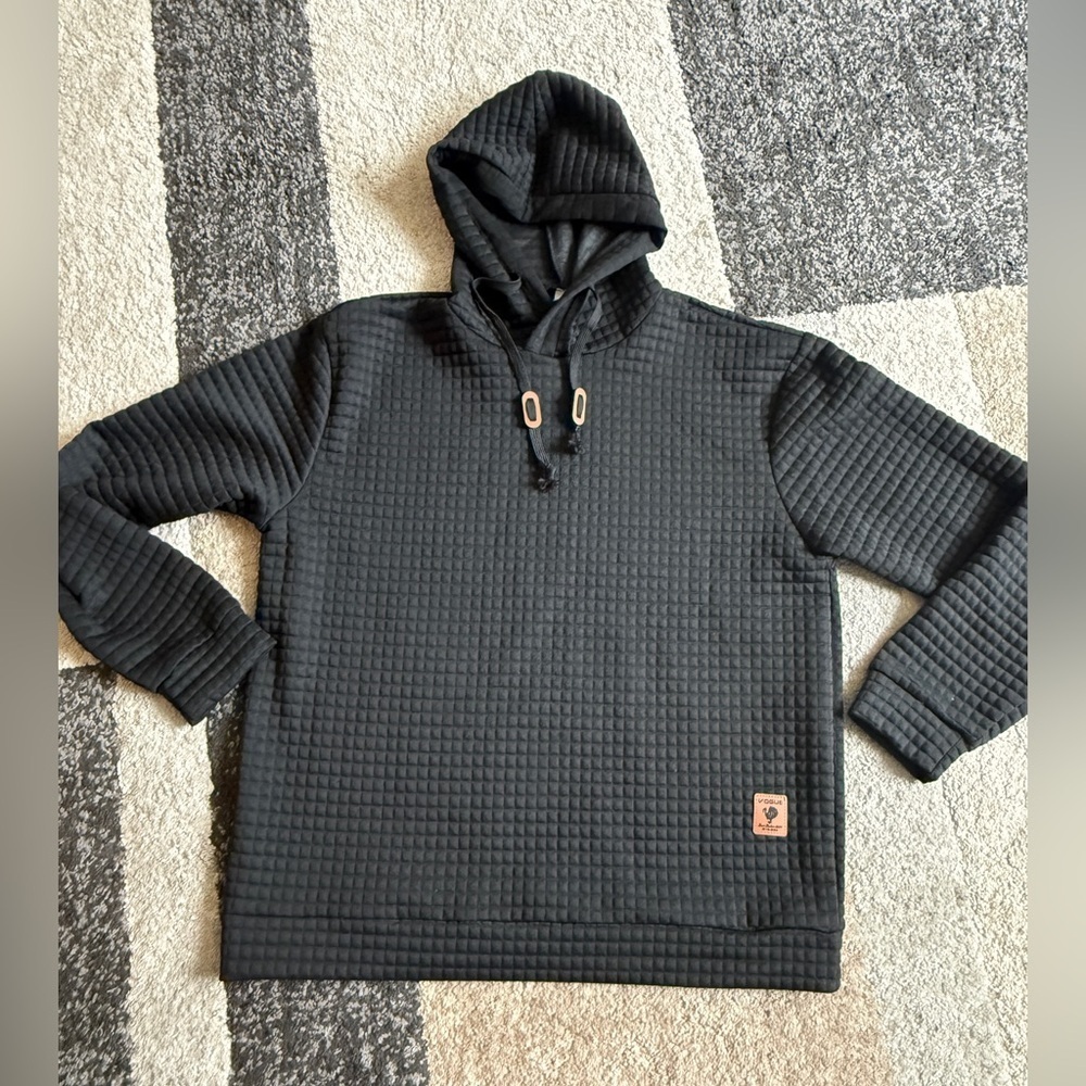 Coofandy Vogue Charcoal Quilted Men's Hoodie - XL